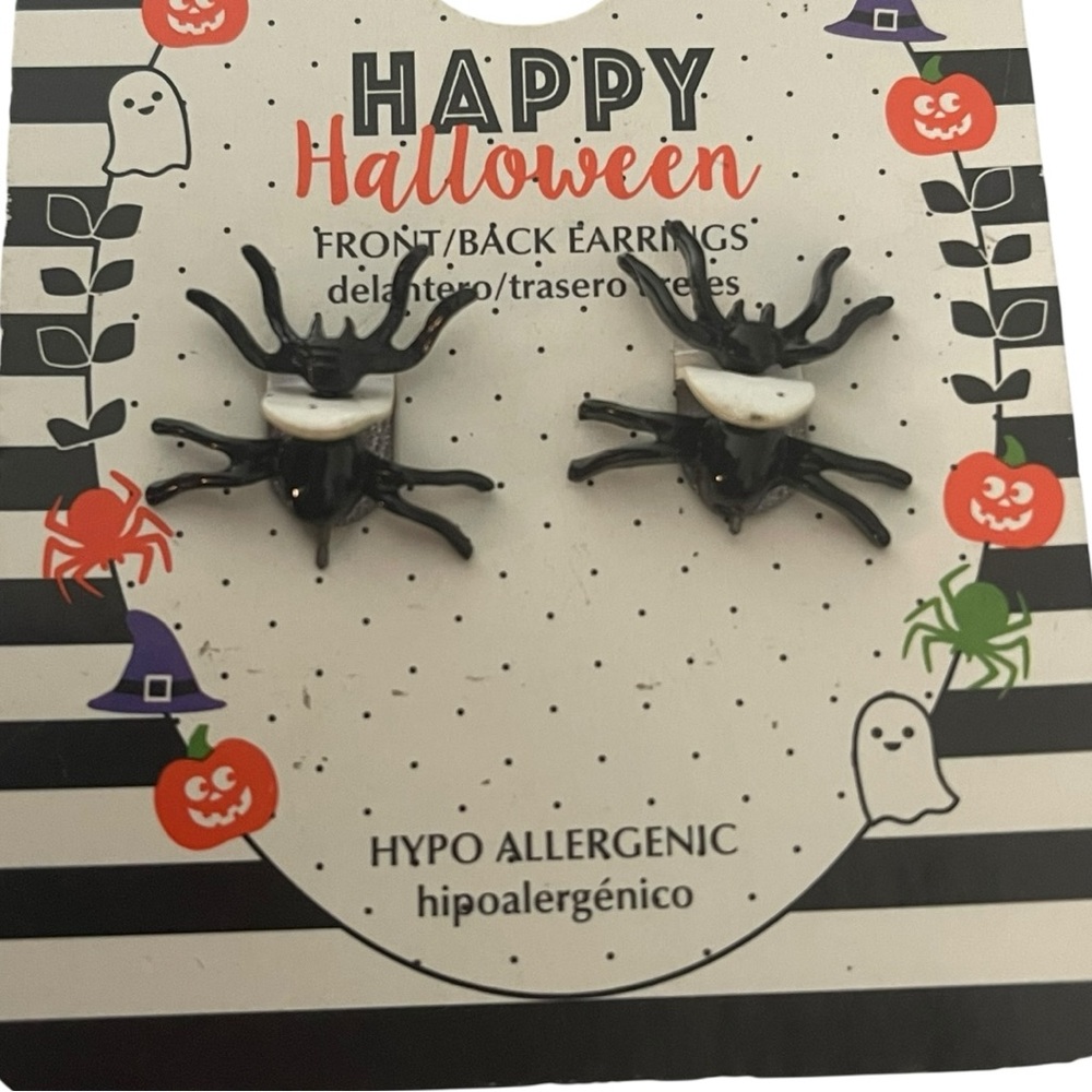 Halloween Spider Earrings - Black - Picture 4 of 4